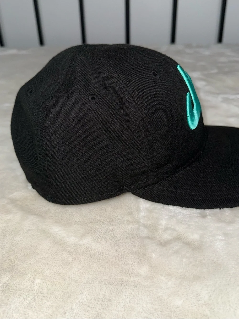 Dude Perfect Kids Black Baseball Cap with Teal Embroidered Logo